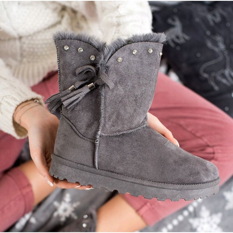 SHELOVET Mukluki cinza com zircônia cúbica 2