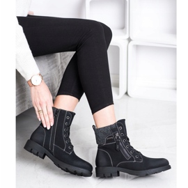 Super Mode Botas de caminhada com zíper decorativo preto 2 Super Mode Botas de caminhada com zíper decorativo preto 2