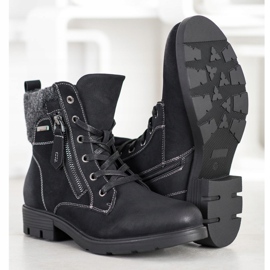 Super Mode Botas de caminhada com zíper decorativo preto 1 Super Mode Botas de caminhada com zíper decorativo preto 1