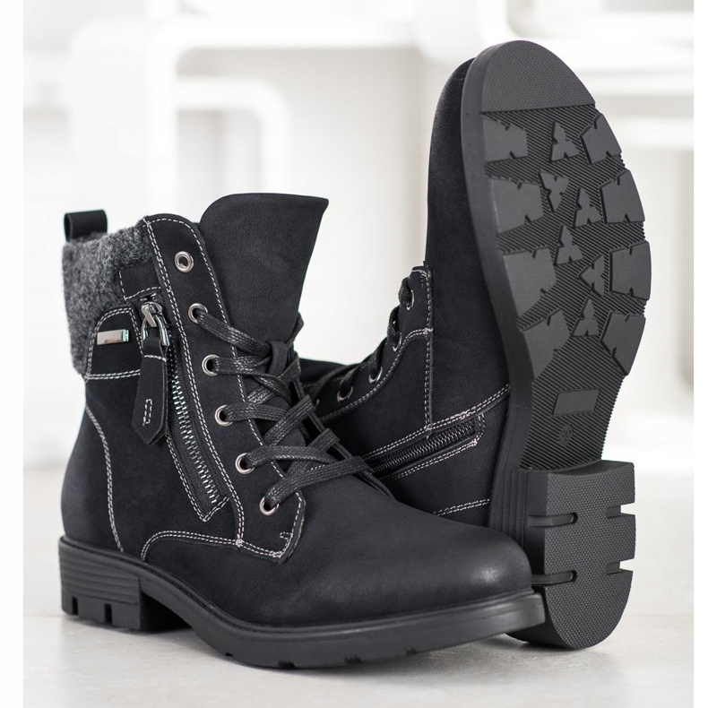 Super Mode Botas de caminhada com zíper decorativo preto 1 Super Mode Botas de caminhada com zíper decorativo preto 1