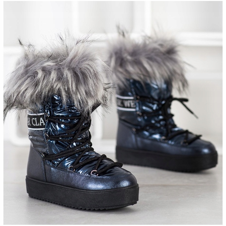 SHELOVET Botas de neve com pele azul marinho azul 1