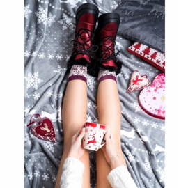 SHELOVET Botas de neve na plataforma preto vermelho 1