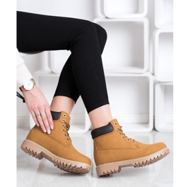 SHELOVET Botas de caminhada quentes com couro ecológico marrom 2