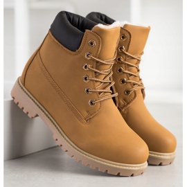 SHELOVET Botas de caminhada quentes com couro ecológico marrom 1