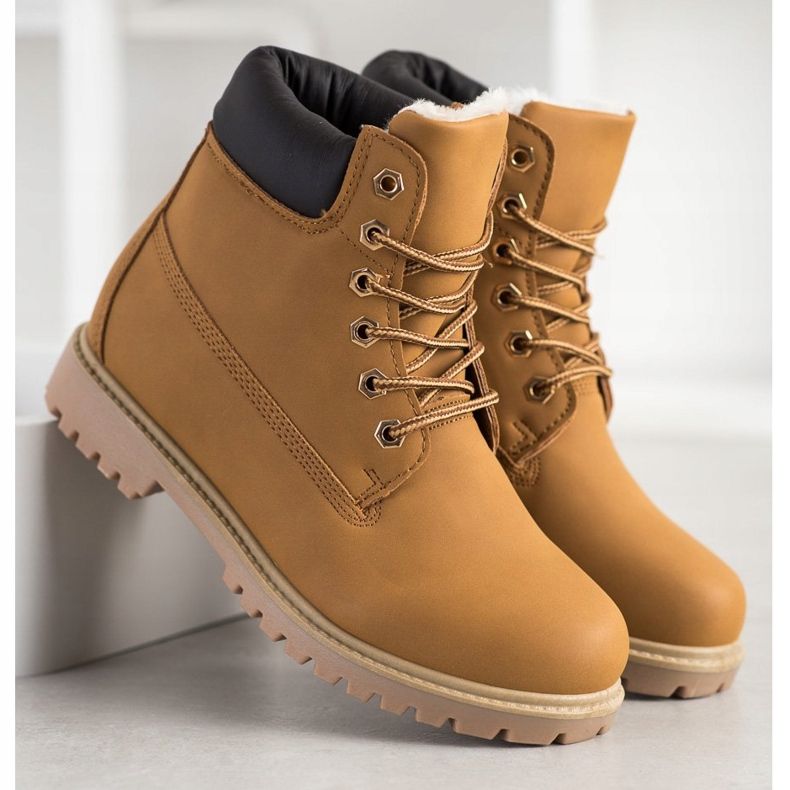 SHELOVET Botas de caminhada quentes com couro ecológico marrom 1