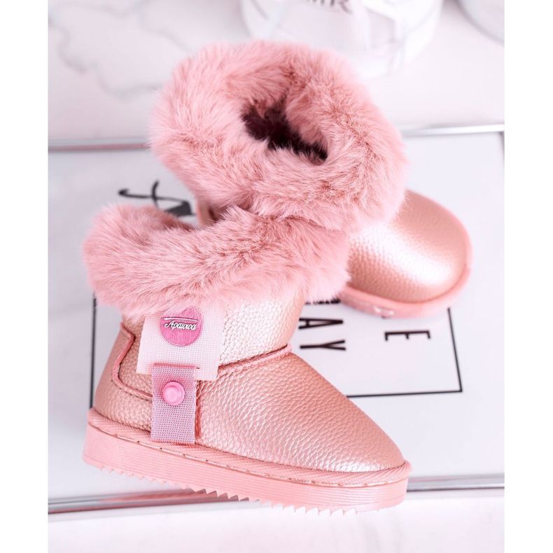 Apawwa Botas de neve infantil Marella rosa quente com pele 4