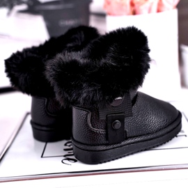 Apawwa Botas de neve infantis pretas Marella com isolamento térmico e pele preto 3