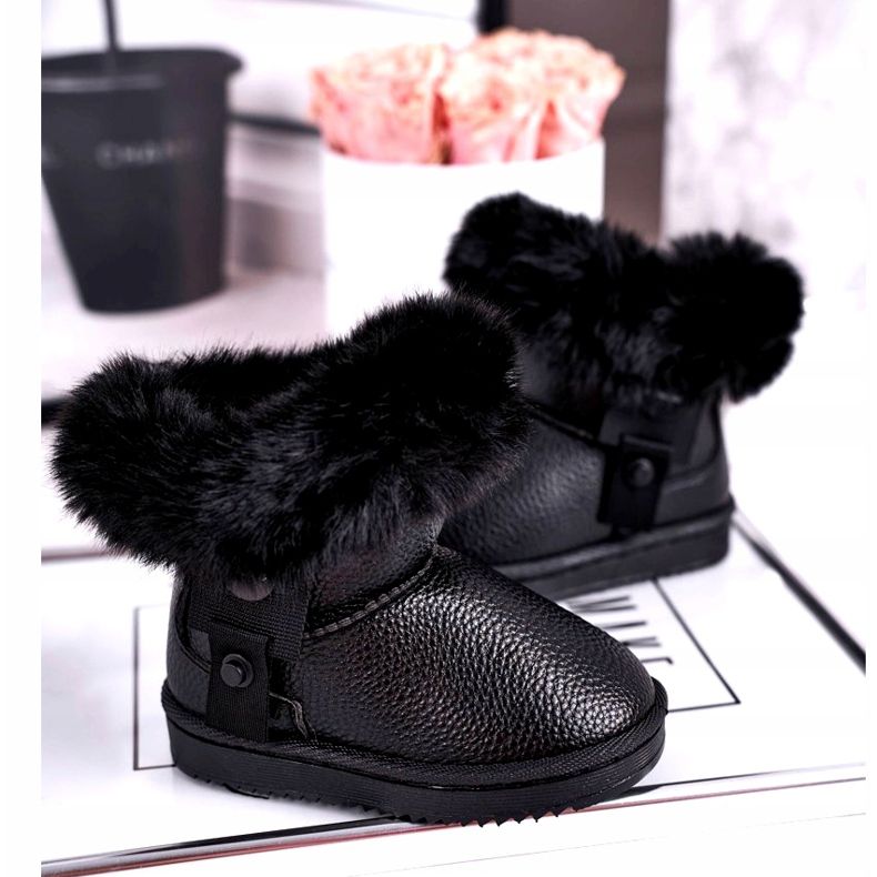 Apawwa Botas de neve infantis pretas Marella com isolamento térmico e pele preto 1 Apawwa Botas de neve infantis pretas Marella com isolamento térmico e pele preto 1