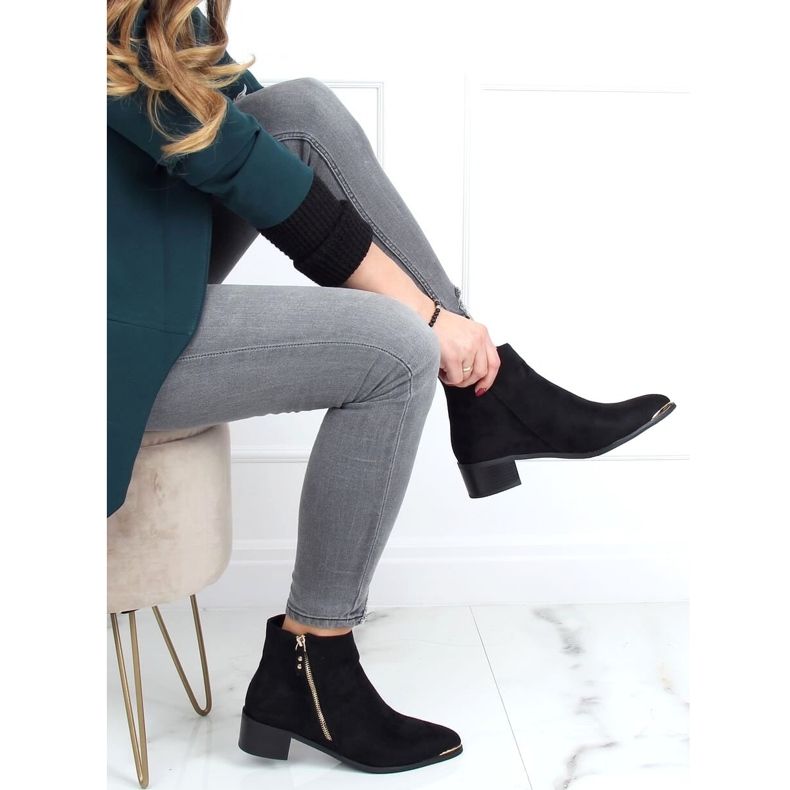 Botas Biqueira de camurça preta amêndoa 88168-1 Preta preto 1