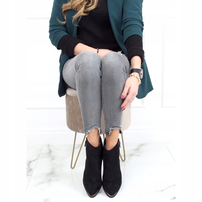 Botas Biqueira de camurça preta amêndoa 88168-1 Preta preto 2