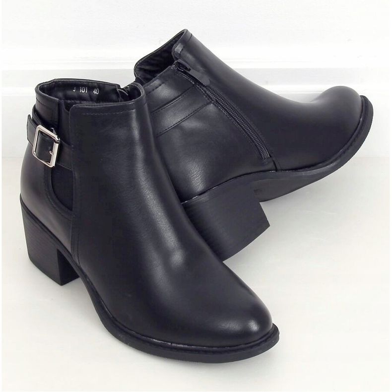 Botas pretas de salto baixo J101 pretas preto 2