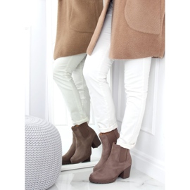 Botas Chelsea com salto largo, bege B2880FE-KB Khaki 2