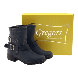 Botas femininas de couro de inverno Gregors 544, azul marinho 4