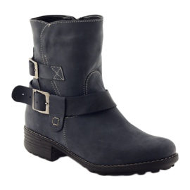 Botas femininas de couro de inverno Gregors 544, azul marinho 1