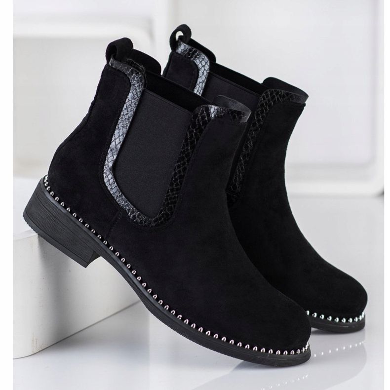 Bestelle Botas Jodhpur de camurça preta preto 1
