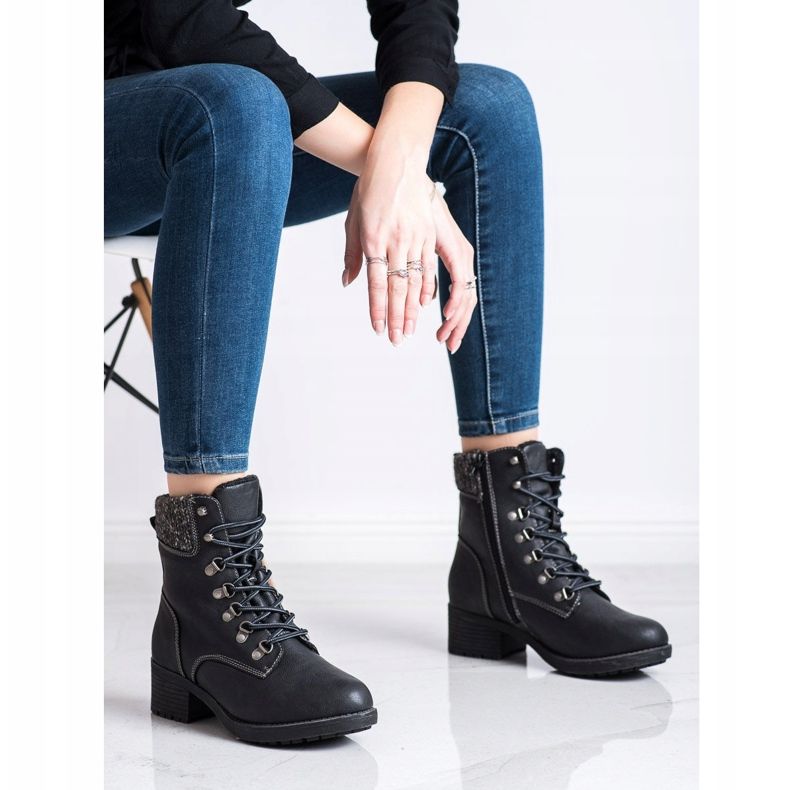 Queentina Botas quentes no poste preto cinza 1