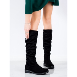 SHELOVET Botas de camurça com zircônia cúbica preto 2