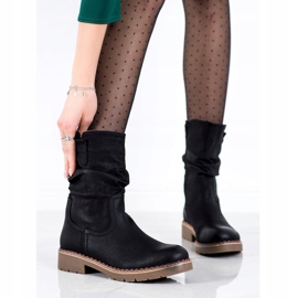 Super Mode Botas com parte superior franzida preto 2