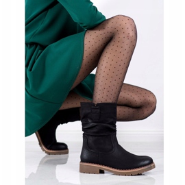 Super Mode Botas com parte superior franzida preto 1