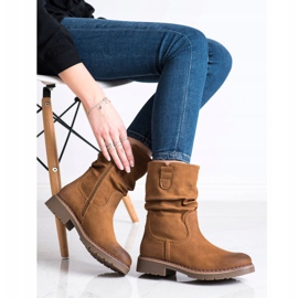 Super Mode Botas com parte superior franzida marrom 1