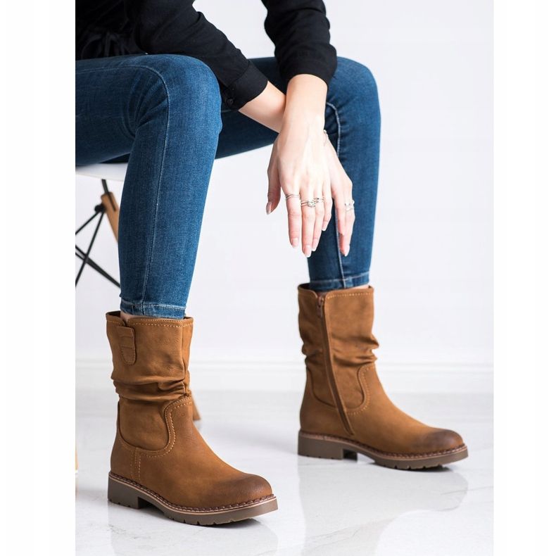Super Mode Botas com parte superior franzida castanho 2 Super Mode Botas com parte superior franzida castanho 2