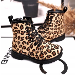 FRROCK Botas infantis com estampa de leopardo Dafne bege marrom preto 1