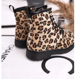 FRROCK Botas infantis com estampa de leopardo Dafne bege marrom preto 2
