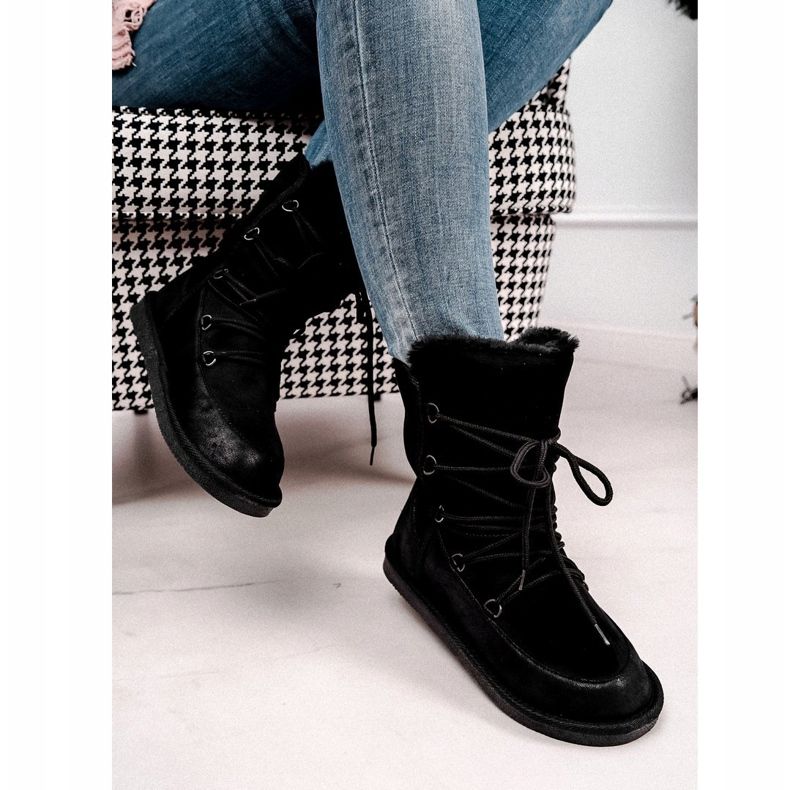 HAN Botas de neve femininas com pele preta Ilana preto 2