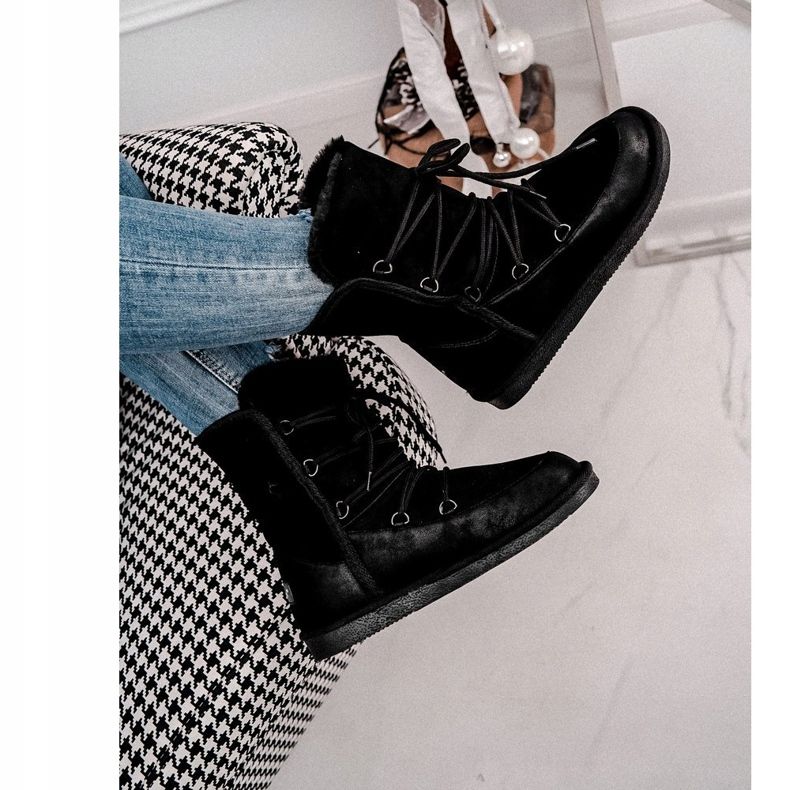 HAN Botas de neve femininas com pele preta Ilana preto 3