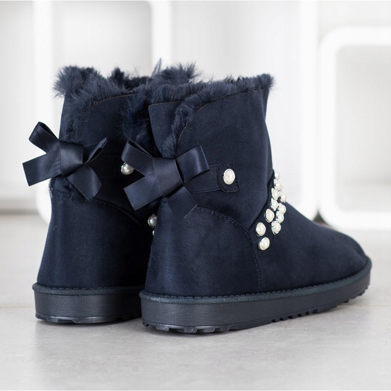 Queentina Mukluki Azul Marinho com Pérolas 2