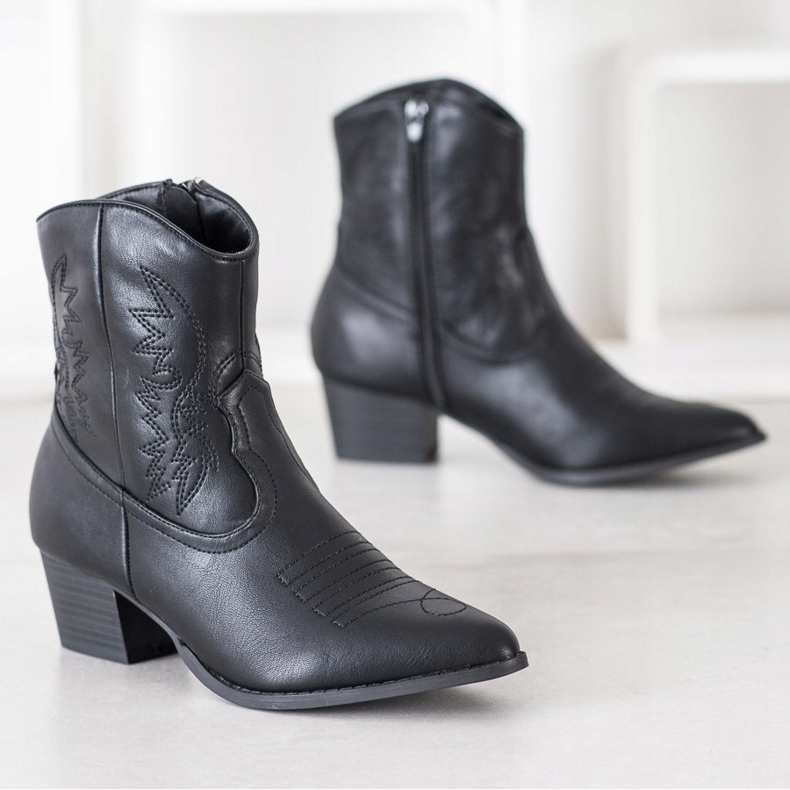 SHELOVET Botas de caubói com estampa preto 1