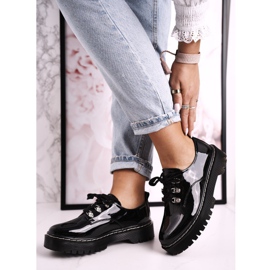 S.Barski Sapatos Oxfords femininos na plataforma S. Barski HX15 lacado preto 2