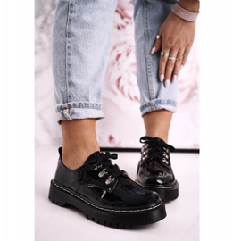 S.Barski Sapatos Oxfords femininos na plataforma S. Barski HX15 lacado preto 1