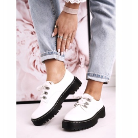 S.Barski Brogues femininos Oxfords na plataforma S. Barski HX15 lacado branco 1