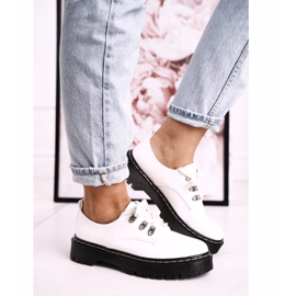 S.Barski Brogues femininos Oxfords na plataforma S. Barski HX15 lacado branco 2