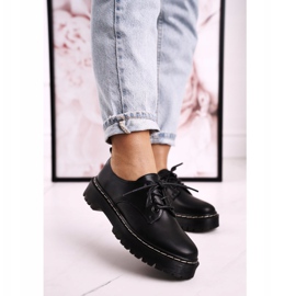 Sapatos Oxfords clássicos femininos na plataforma preta S.Barski HX62 preto 1