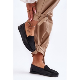 Mocassins clássicos de couro feminino S.Barski LR97630 pretos 1