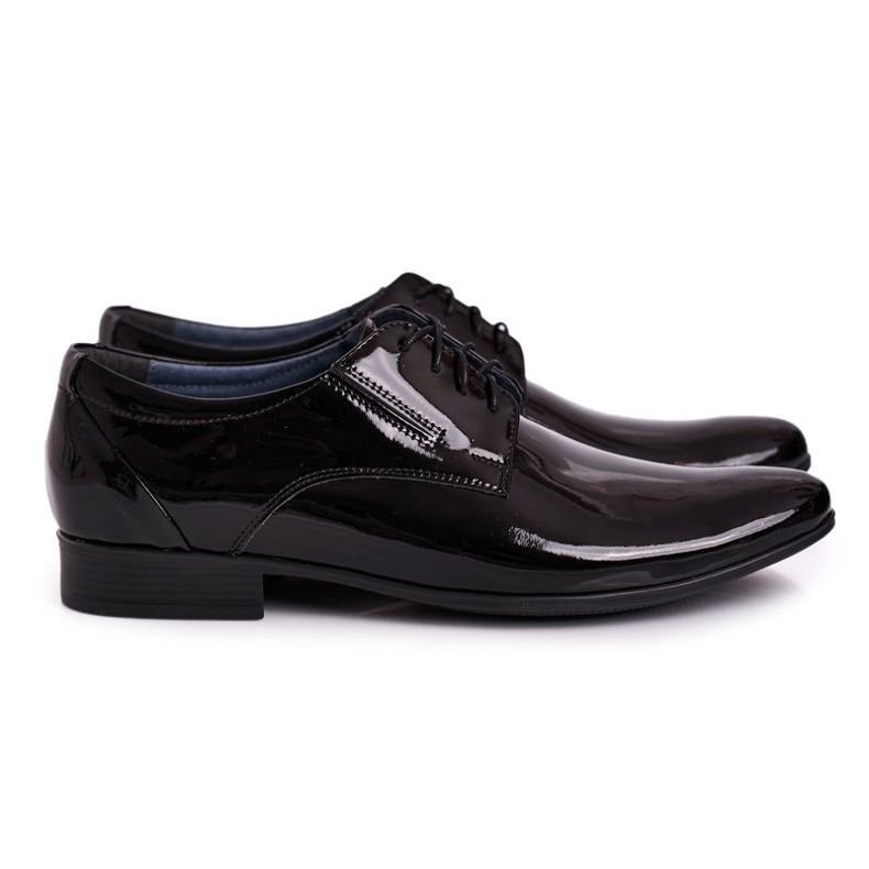 Bednarek Polish Shoes Chinelos masculinos de couro lacado preto 1