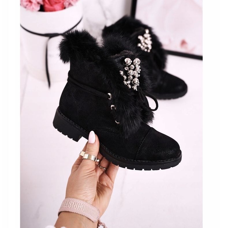 MSMG Botas aquecidas para crianças com pelo nobuck preto Ella 1 MSMG Botas aquecidas para crianças com pelo nobuck preto Ella 1
