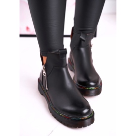 Botas femininas Chelsea com costura colorida preta Addison preto 1