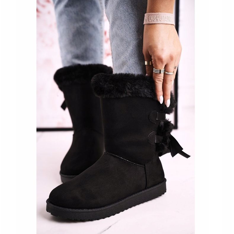 Botas de neve femininas com fita isolante de pele sintética preta Kaylee preto 1