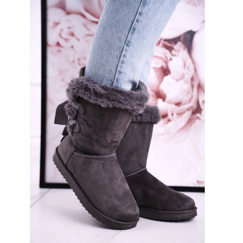 Botas femininas de neve com pelo forrado de pele Grey Kaylee cinza 2 Botas femininas de neve com pelo forrado de pele Grey Kaylee cinza 2