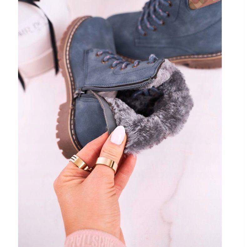 Apawwa Caçadores de botas infantis aquecidos com pele azul Londres bege castanho azul marinho 1