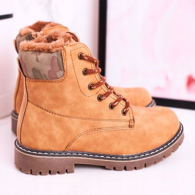 Apawwa Caçadores de botas infantis aquecidos com peles de camelo em Londres bege marrom 1