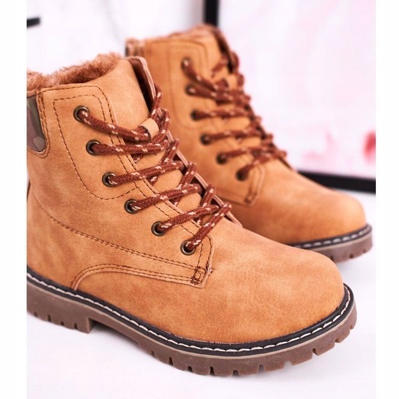 Apawwa Caçadores de botas infantis aquecidos com peles de camelo em Londres bege marrom 2