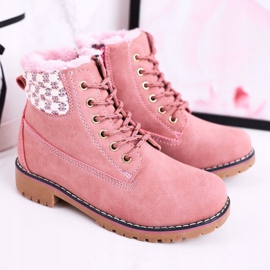 Apawwa Trappers de botas infantis com isolamento de pele Pink Forest rosa 2
