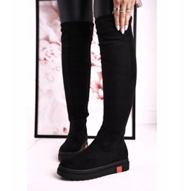 Botas altas femininas camurça preta Gracelyn preto 2