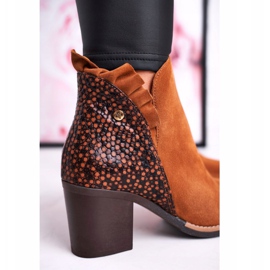 Botas de couro femininas com salto alto Maciejka Red 04833 marrom 1