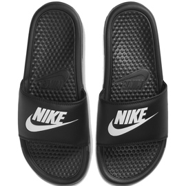 Chinelos femininos Nike Benassi Just Do It pretos 343881 015 1