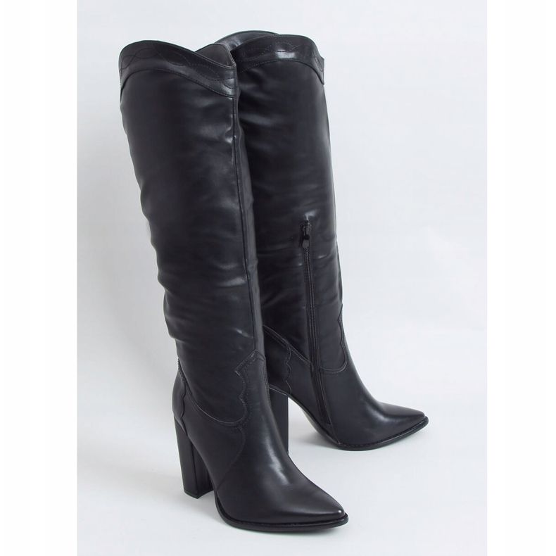 Botas com sotaque cowboy preto RB81P Preto 1 Botas com sotaque cowboy preto RB81P Preto 1